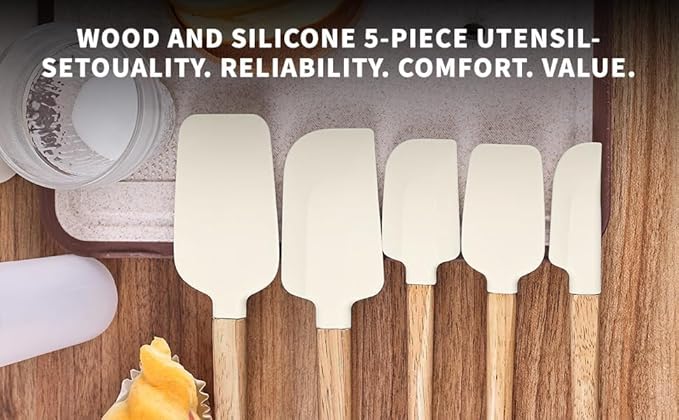 Ptanexx 5-Pcs Wooden Handle Silicone Spatula Set - Image 8