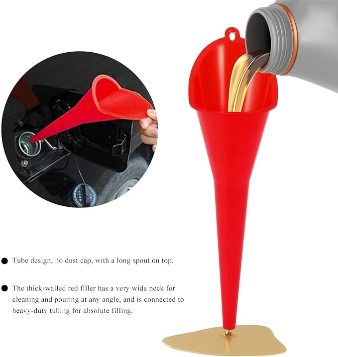 2 PCS Oil Funnel, Plastic Long Neck Multi-Purpose Spill Saver Funnel, Engine - Image 3