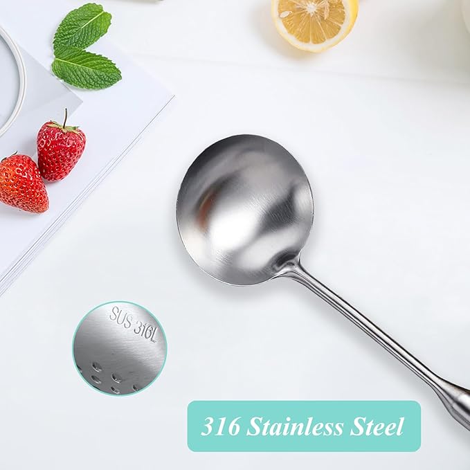 Soup Ladle, Metal 316 Stainless Steel Kitchen Ladles Spoon, Large Cooking Ladel - Image 3