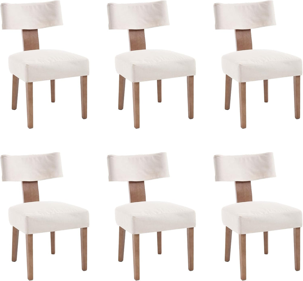 Upholstered Dining Chairs Set of 6 with Seat Covers, Modern Wooden Kitchen Ch...