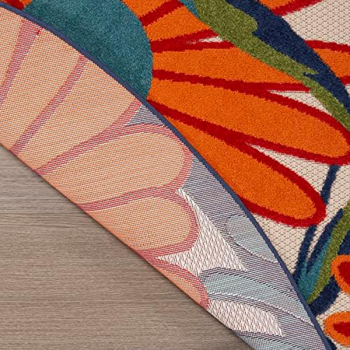 Nourison Home Aloha Multicolor 7'10" x Round Area Rug - Easy Clean, ...