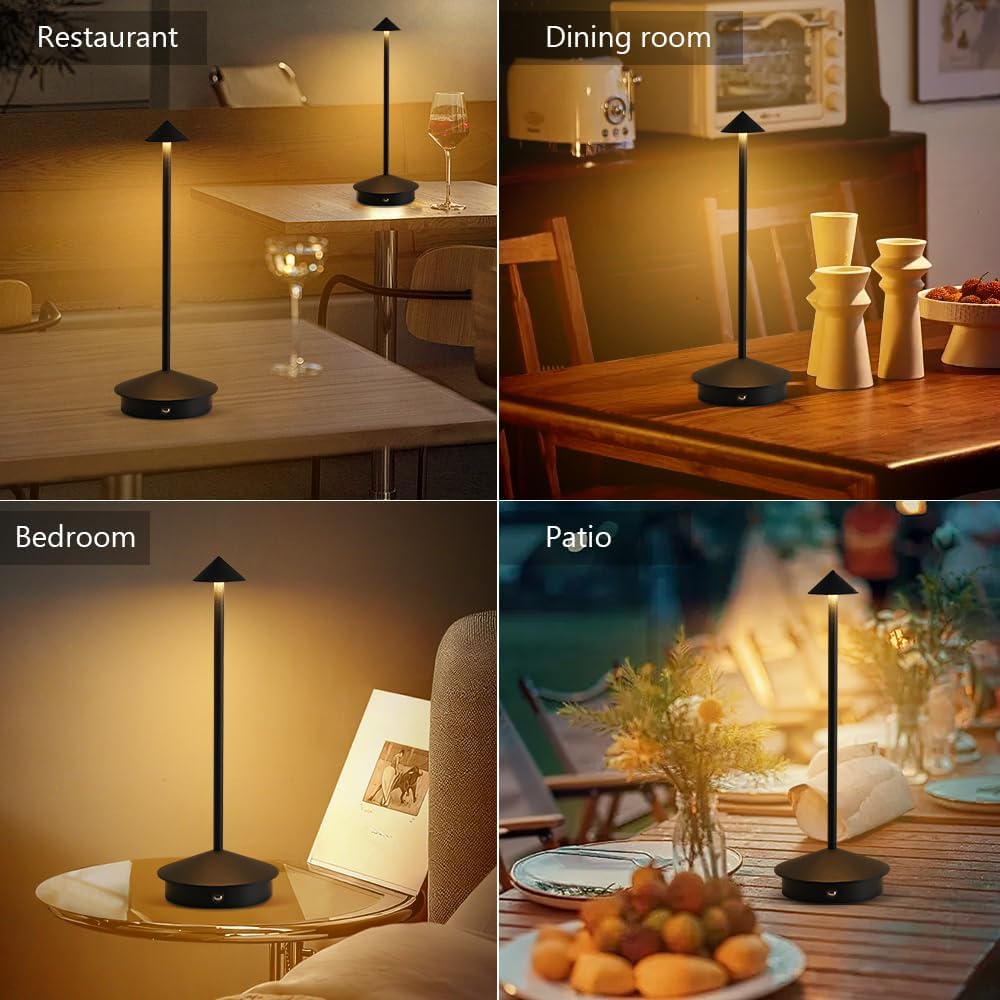 2 Pack LED Rechargeable Cordless Table Lamps,Portable Outdoor 5000mAh Battery...