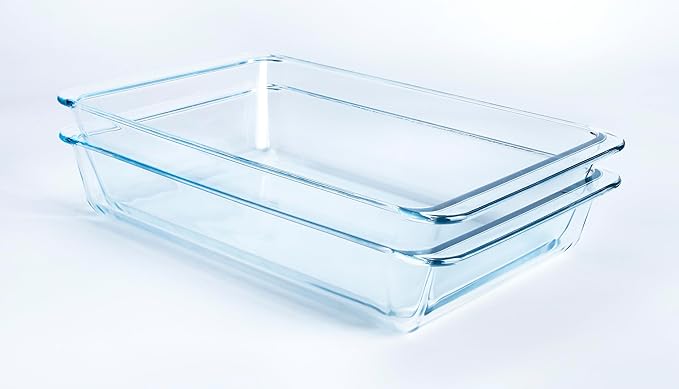 Set of 2 pcs Tempered Glass Baking Dish Set, Deep and Classic Borosilicate
