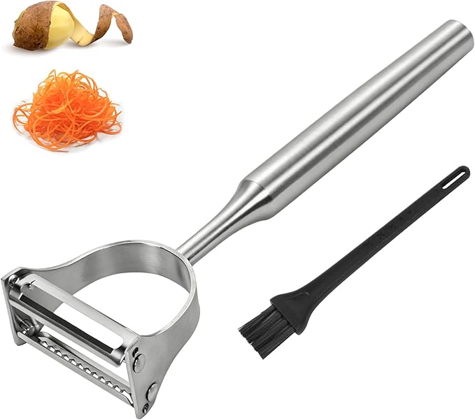 Stainless Steel 2 in 1 Julienne Peeler – Dual Blade Vegetable Cutter by Dreamoon