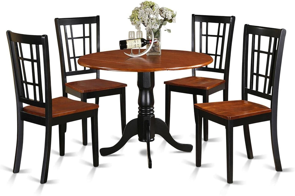 East West Furniture DLNI5-BCH-W 5 Piece Modern Dining Table Set Includes a Ro...