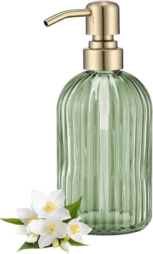 16Oz Green Glass Soap Dispenser by LEETCPHOME