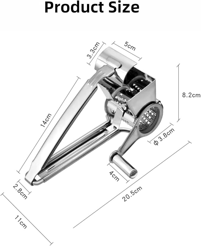 Manual Rotary Cheese Grater Stainless Steel Parmesan Grater, Hand Crank Cheese - Image 7