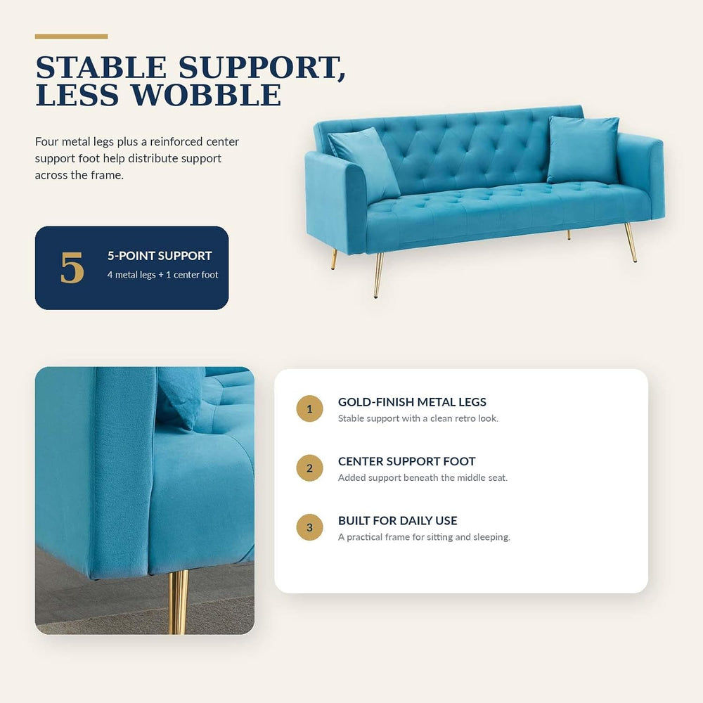 Majnesvon 71" Convertible Folding Sleeper Sofa Couch,Modern Velvet Loves...