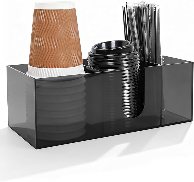 Acrylic Coffee Cup Holder for Countertop Breakroom, 3 Slots Acrylic Coffee Bar by ClarityCraze