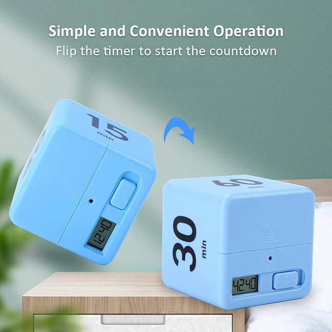 Feilifan Cube Timer, Productivity Timer Kids Time Timer Gravity Sensor flip - Image 3