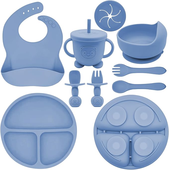 Silicone Baby Feeding Set | Baby Led Weaning Supplies Includes Suction Bowls by Munlinder