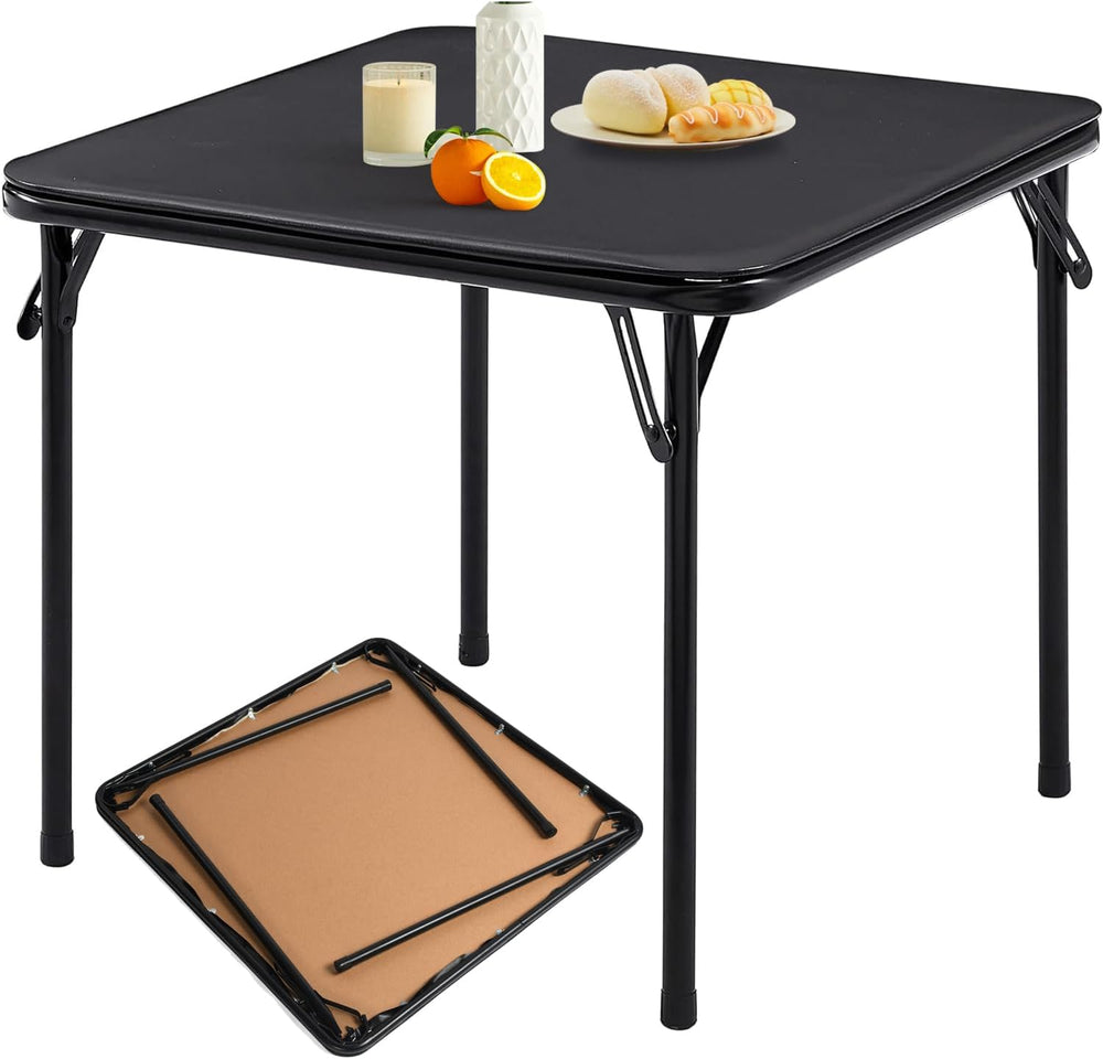 FurnitureR Square Folding Card Table 34 Inch, No Assembly Portable Table for ...