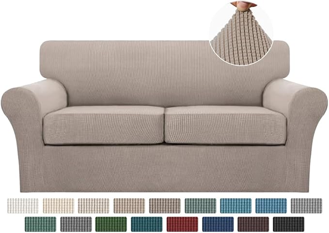 Turquoize 3 Piece Sofa Covers for 2 Cushion Couch Sofa Slipcover Soft Couch by Turquoize