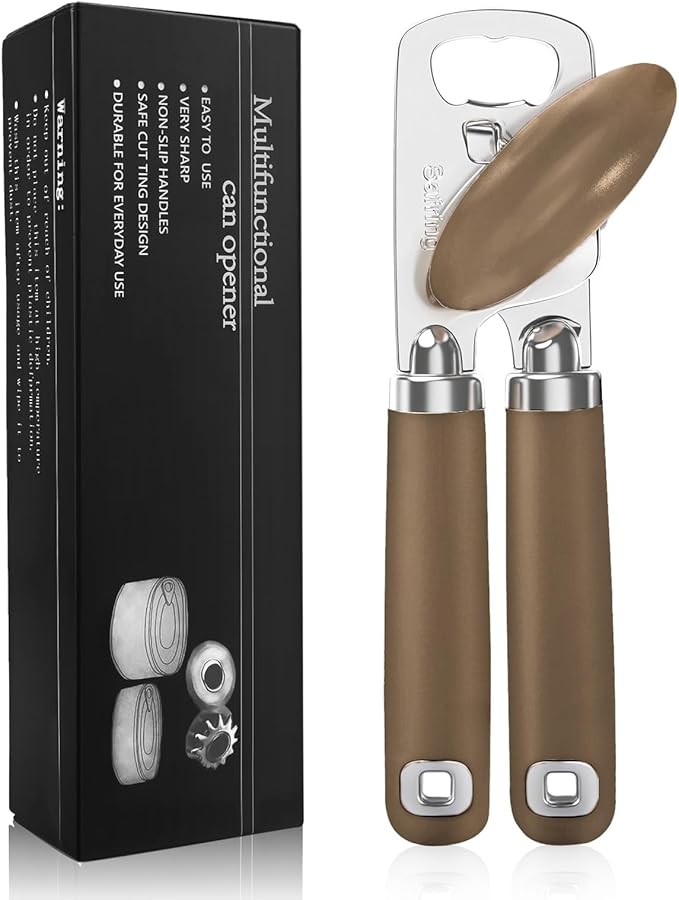 Safring Can Opener Manual, Heavy Duty Stainless Steel Smooth Edge Can Opener by Safring