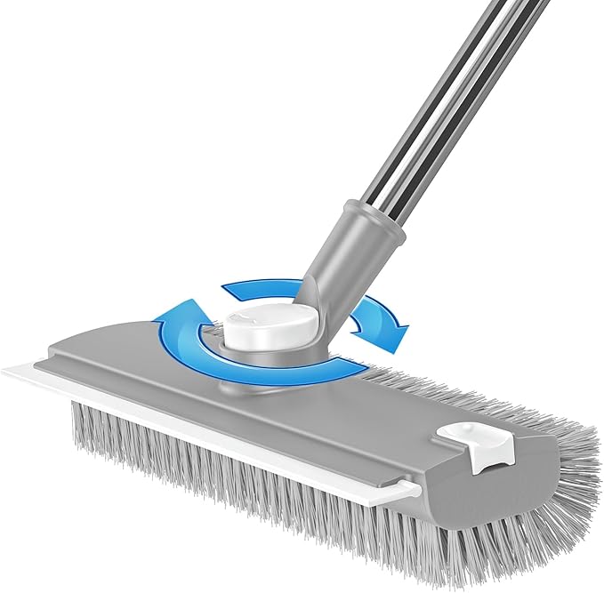 Floor Scrub Brush with Long Handle: 3 in 1 Heavy-Duty Floor Scrubber Brush with by Ehadoo