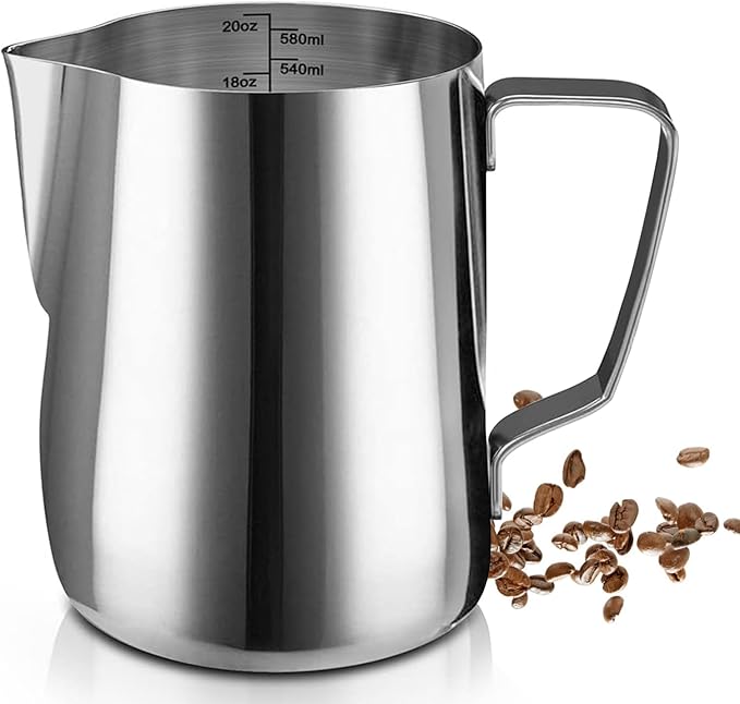 SIKEMAY Milk Frothing Pitcher Cup, 20oz/600ML Milk Frother Cup Stainless Steel by SIKEMAY