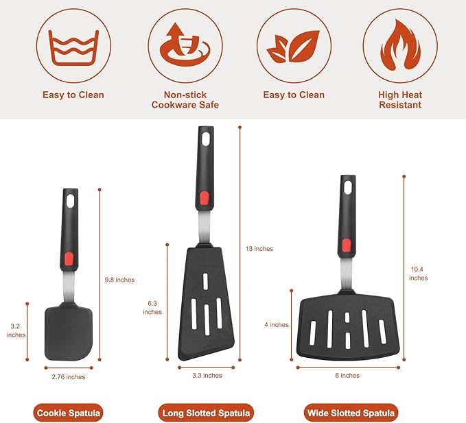 Hotec Silicone Spatula Turner for Nonstick Cookware, Cooking Spatulas 600°F - Image 7