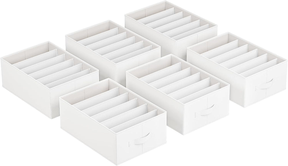 SONGMICS Set of 6 Foldable Wardrobe Clothes Organizers, 6-Compartment