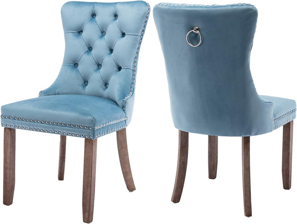 Velvet Dining Chairs Set of 2, Tufted Upholstered Dining Room Chairs with Bac...