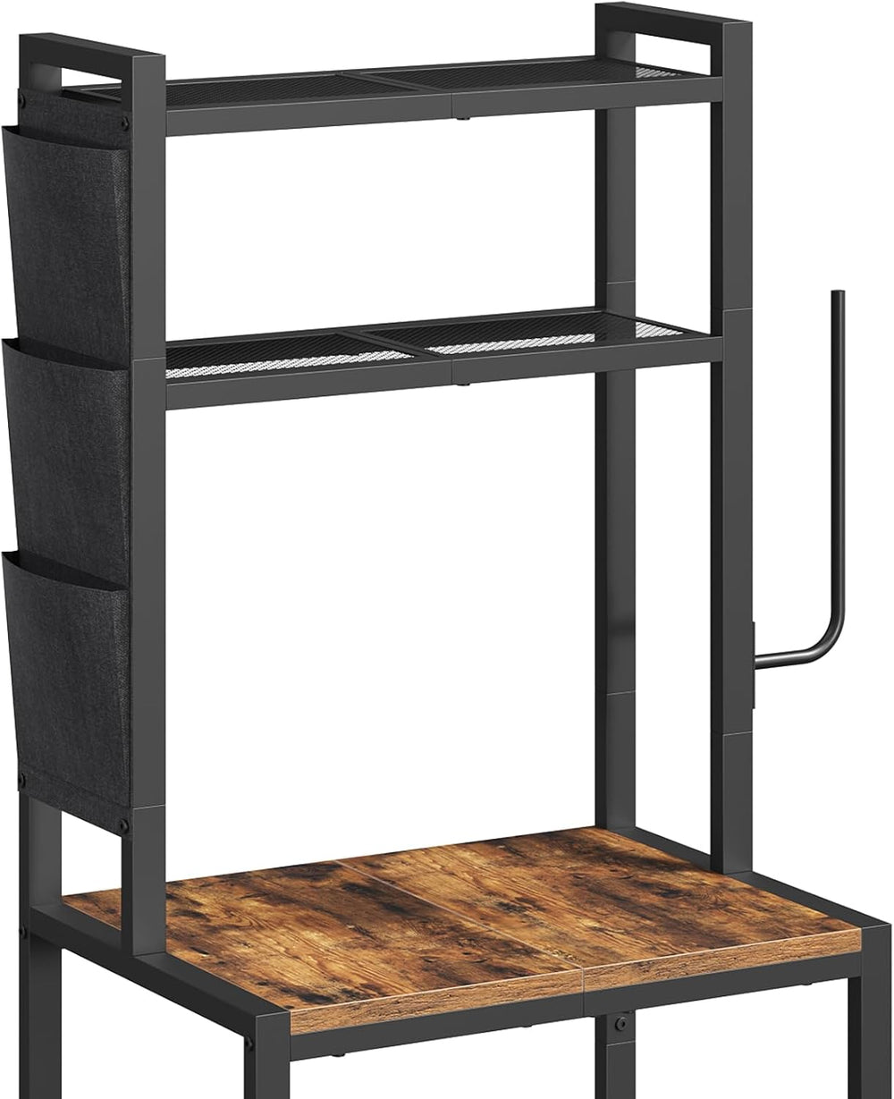 MAHANCRIS Bakers Rack with Mini Fridge Shelf, 3-Tier Microwave Stand, Coffee ...