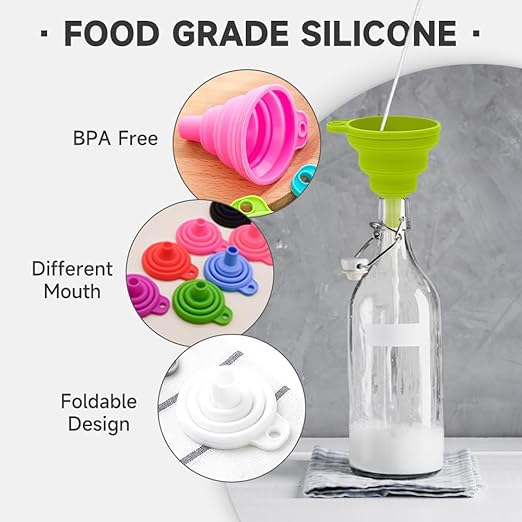 6 Pack Kitchen Funnel Set, 2025 New Food Funnel Silicone Collapsible Funnels - Image 3