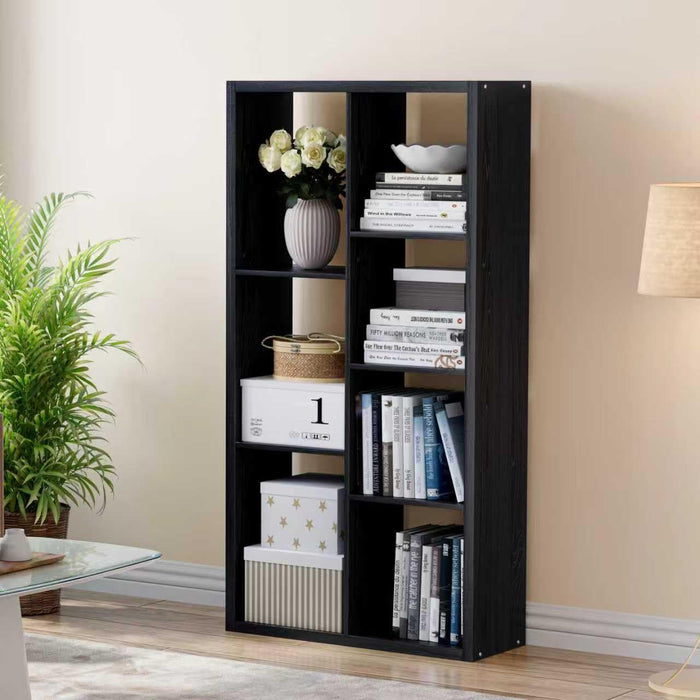 Cube Storage Organizer Bookcase, Decorative 11 inch Open Back Cubical Shelf with Thickened Border, Display Bookshelf for Living Room, Home Office, Sturdy Room (Black, 7 Cube)