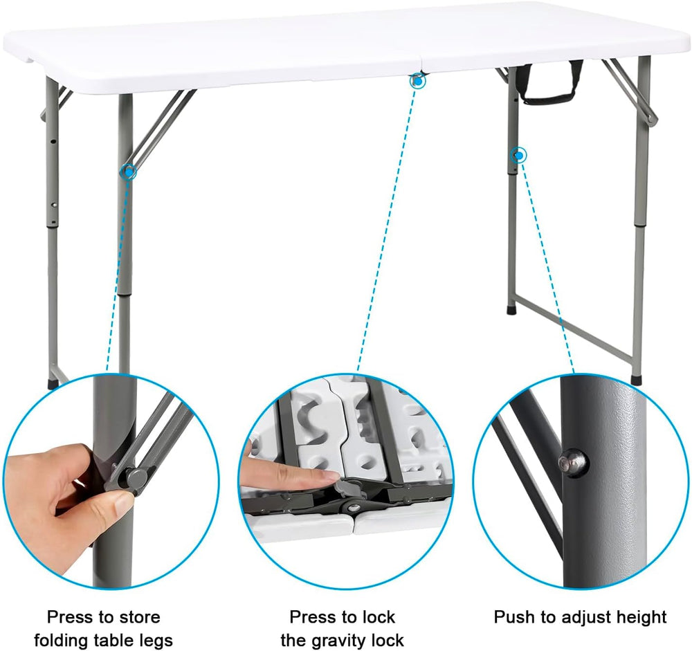 2-PCS 48" W x 24" D x 29.5" H - 4FT White Folding Table Heavy ...