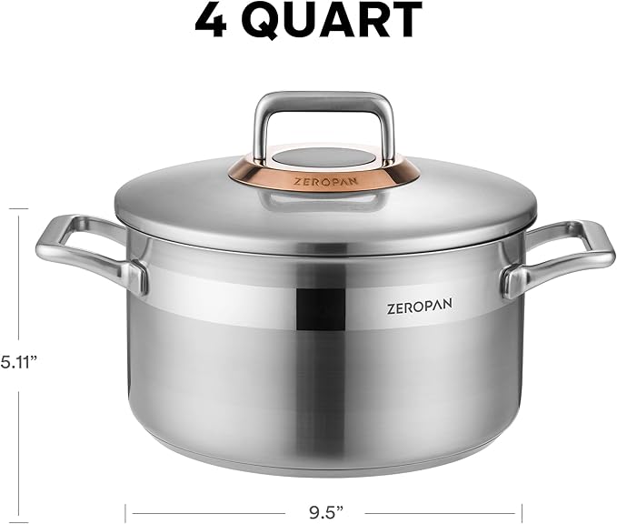 Hybrid Nonstick 4-Quart Stockpot, 9.5 Inch Stainless Steel Stockpot - Image 7