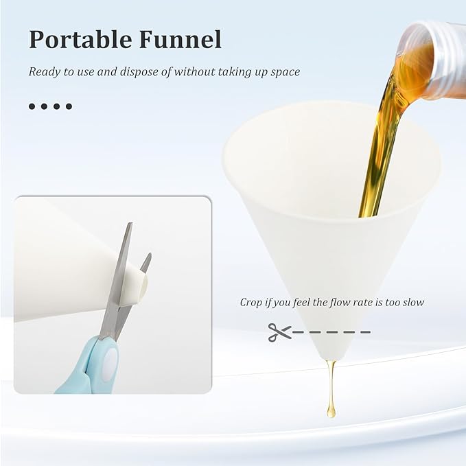 25PCS Disposable Funnels for Automotive Use, 6 oz Paper Engine Oil Funnel for - Image 4
