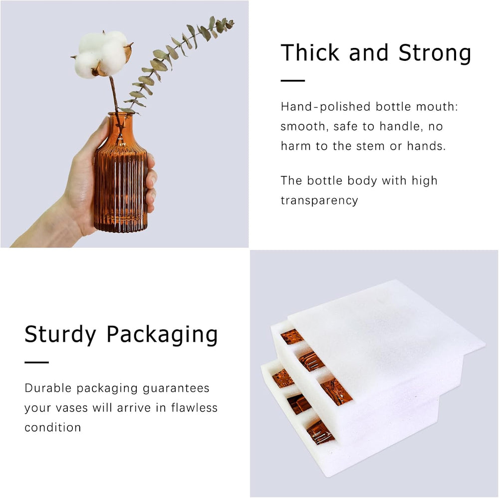 SUPMIND Glass Bud Vases Set of 12, Small Dark Brown Flower Vases in Bulk