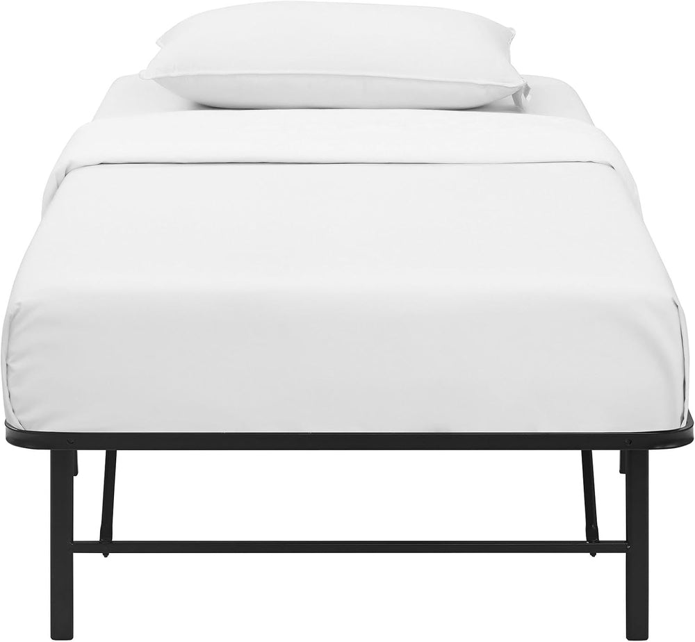 Modway Horizon Twin Bed Frame In Brown - Replaces Box Spring - Folding Metal ...