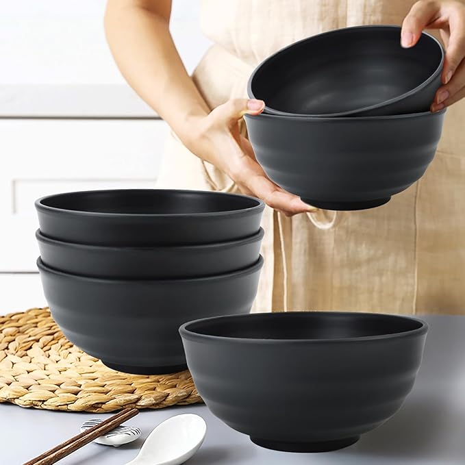 Wheat Straw Bowls Unbreakable Large Salad Bowls 60 OZ Set of 6, Microwave and - Image 5