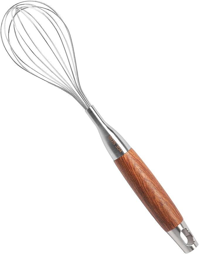 Stainless Steel Whisk Wooden Handle Metal Whisk Balloon Wire Baking Whisks by GLNWUE