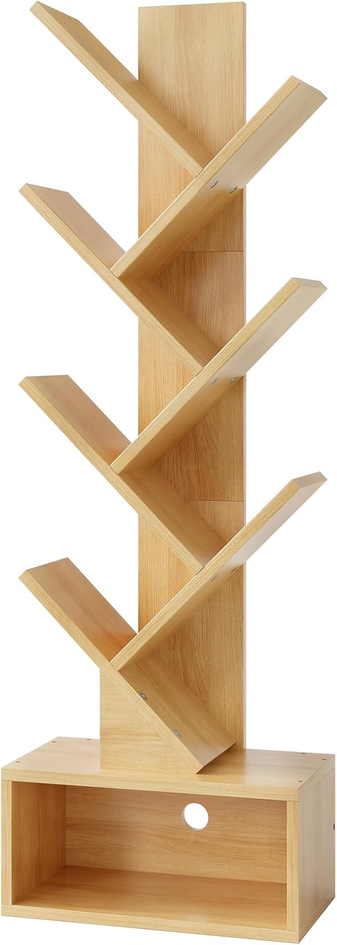 Hoctieon 6 Tier Tree Bookshelf, Tall Bookcase with Drawer, Freestanding Book ...