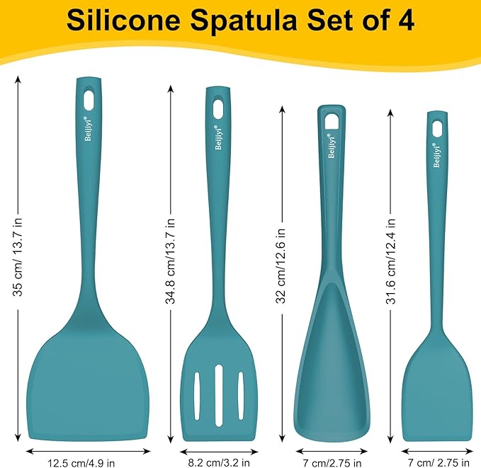 Beijiyi Silicone Spatula Set of 4, 600°F Heat Resistant, BPA Free Kitchen - Image 2