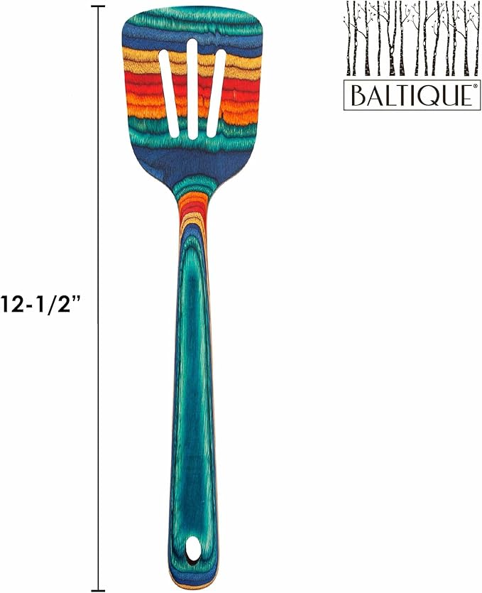 Totally Bamboo Baltique Montego Bay Collection 12-1/2" Wooden Slotted Spatula - Image 6