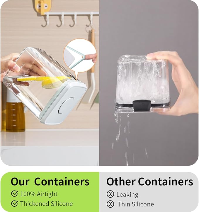 Airtight Food Storage Containers, 1.3Qt 3Pcs Pop Food Containers - Image 3