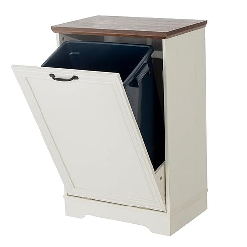 13 Gallons Tilt Out Trash Cabinet, Hidden Trash Can Cabinet Wooden Tilt Out Pet by TDLEAYYD