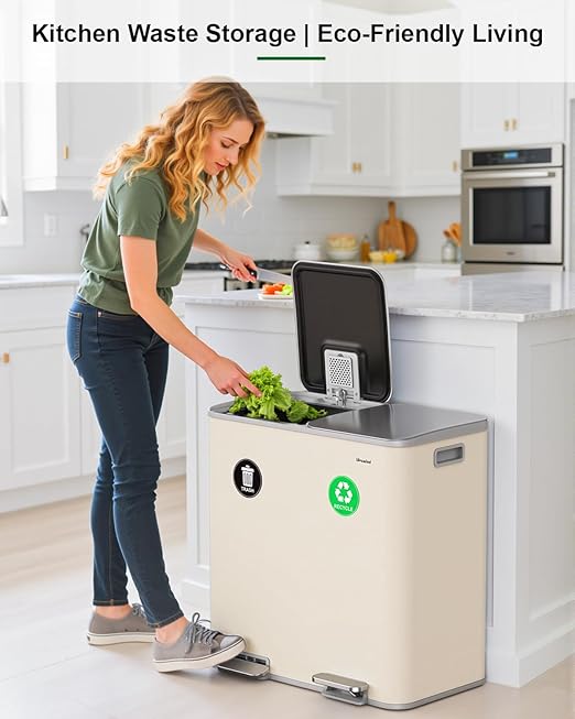 Lovewind 2×11.5 Gallon Dual Trash Can, Stainless Steel Dual Garbage and - Image 6