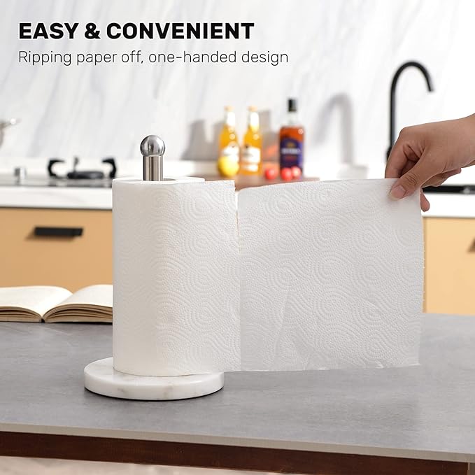 Paper Towel Holder with Sturdy Marble Base, Freestanding Paper Towel Holder - Image 2