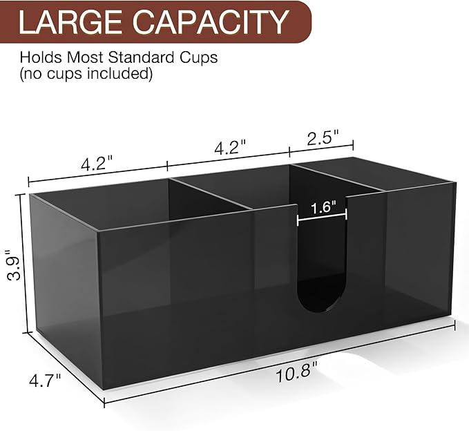 Acrylic Coffee Cup Holder for Countertop Breakroom, 3 Slots Acrylic Coffee Bar - Image 2