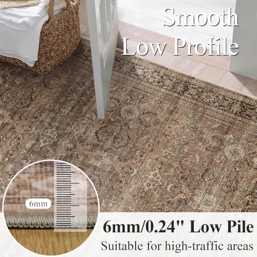 Schweek 9x12 Area Rug for Living Room Washable Vintage Non Slip Rugs Brown