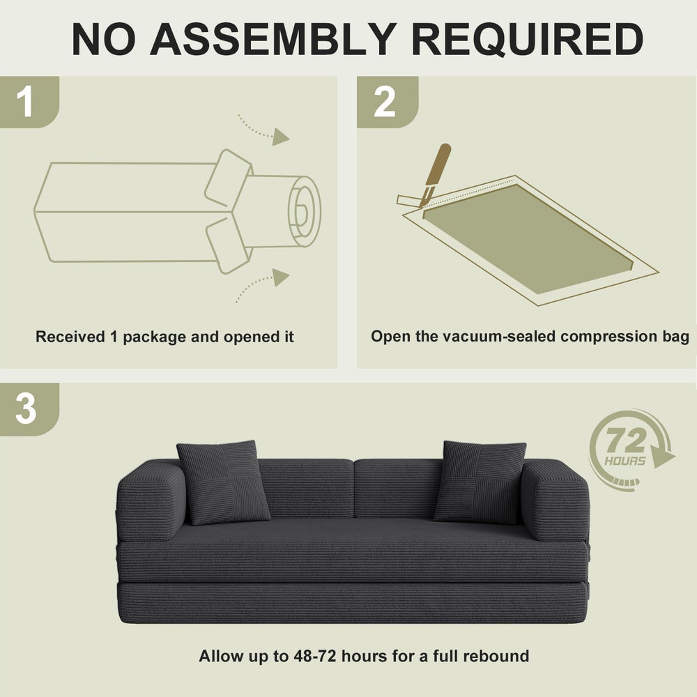 79.5" Convertible Futon Sofa Bed, Boneless Couch for Living Room