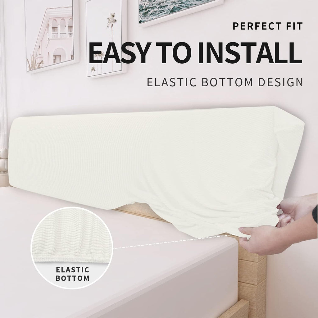 Easy-Going Stretch Jacquard Bed Headboard Cover, King, Cream | Dustproof Headboard Slipcover, Decorative Bed Head Cover for Bedroom Refurnishing and Daily Furniture Protection