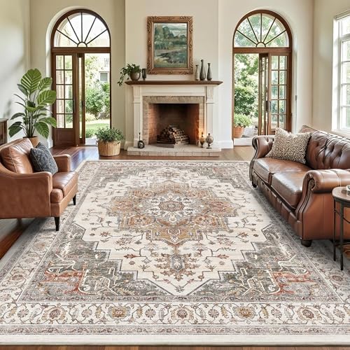 9x12 Area Rug for Living Room Large Washable Vintage Area Rug