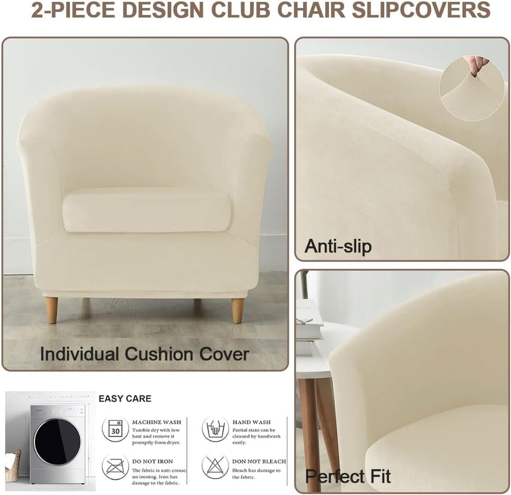 Velvet Club Chair Slipcover 2 Piece Swivel Barrel Chair Covers Slipcover Tub ...