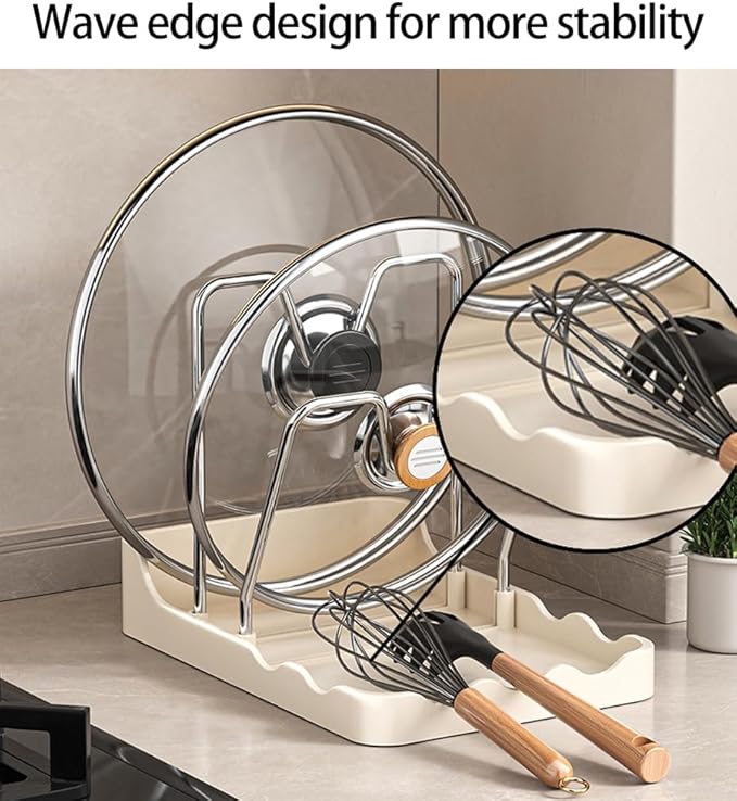 Pot lid Holder And Spoon Rest, 2 Layers Lid And Spoon Rest Pot Lid Organizer - Image 7