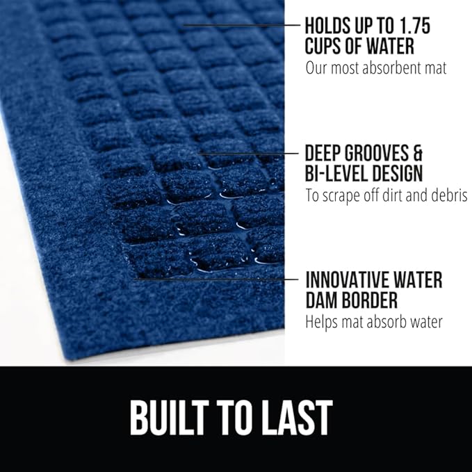 GORILLA GRIP® Ultra Absorbent Front Door Mat Outside Entrance, Traps Dirt and - Image 2