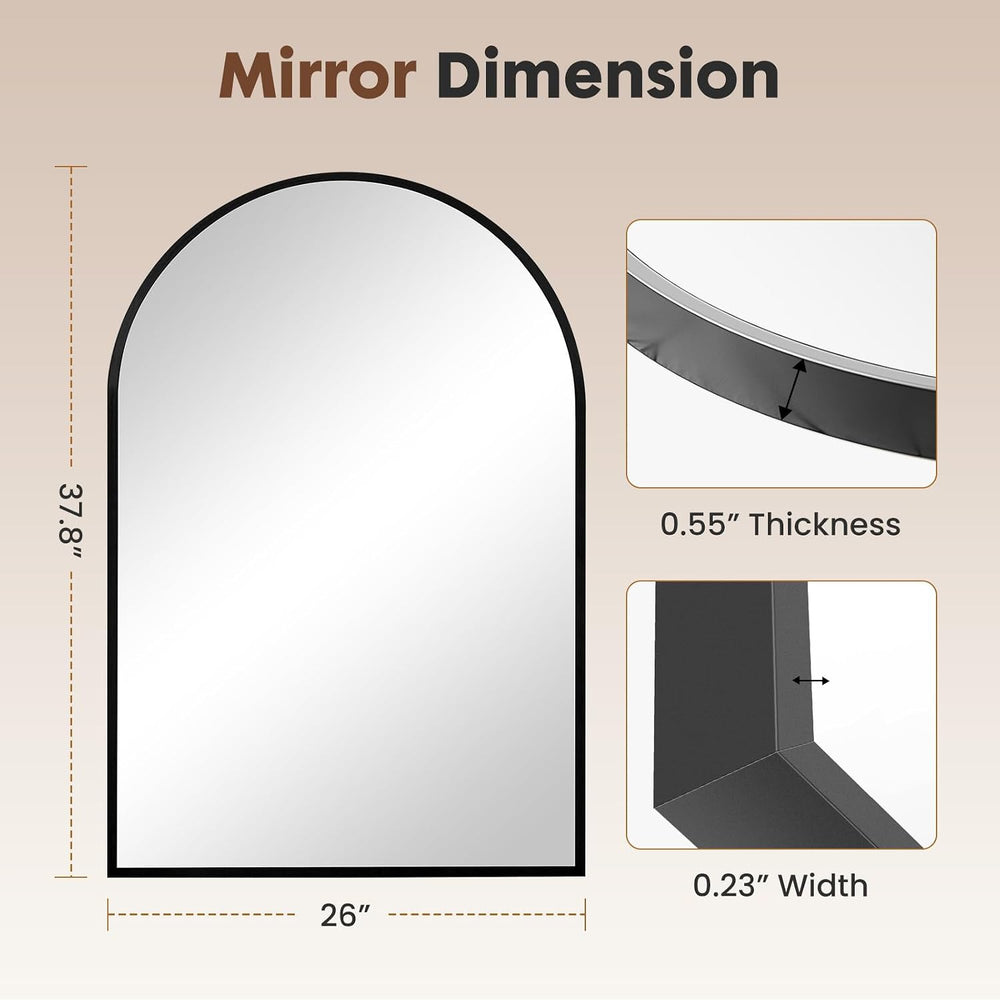 Dewfig Arched Wall Mirror, 38"x26" Bathroom Mirrors for Over Sink, ...
