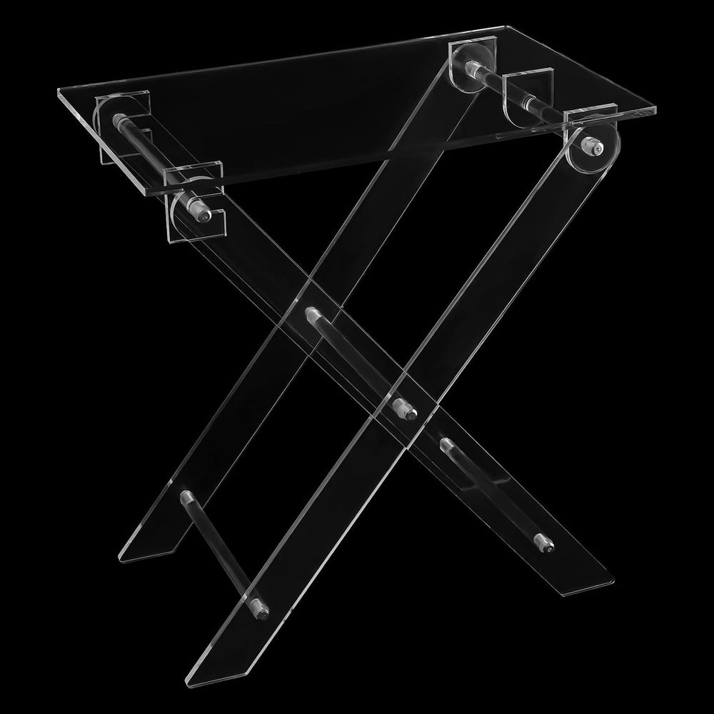 Acrylic Side Table, Folding Tv Tray Table Freestanding Foldable Tv Tray Table...